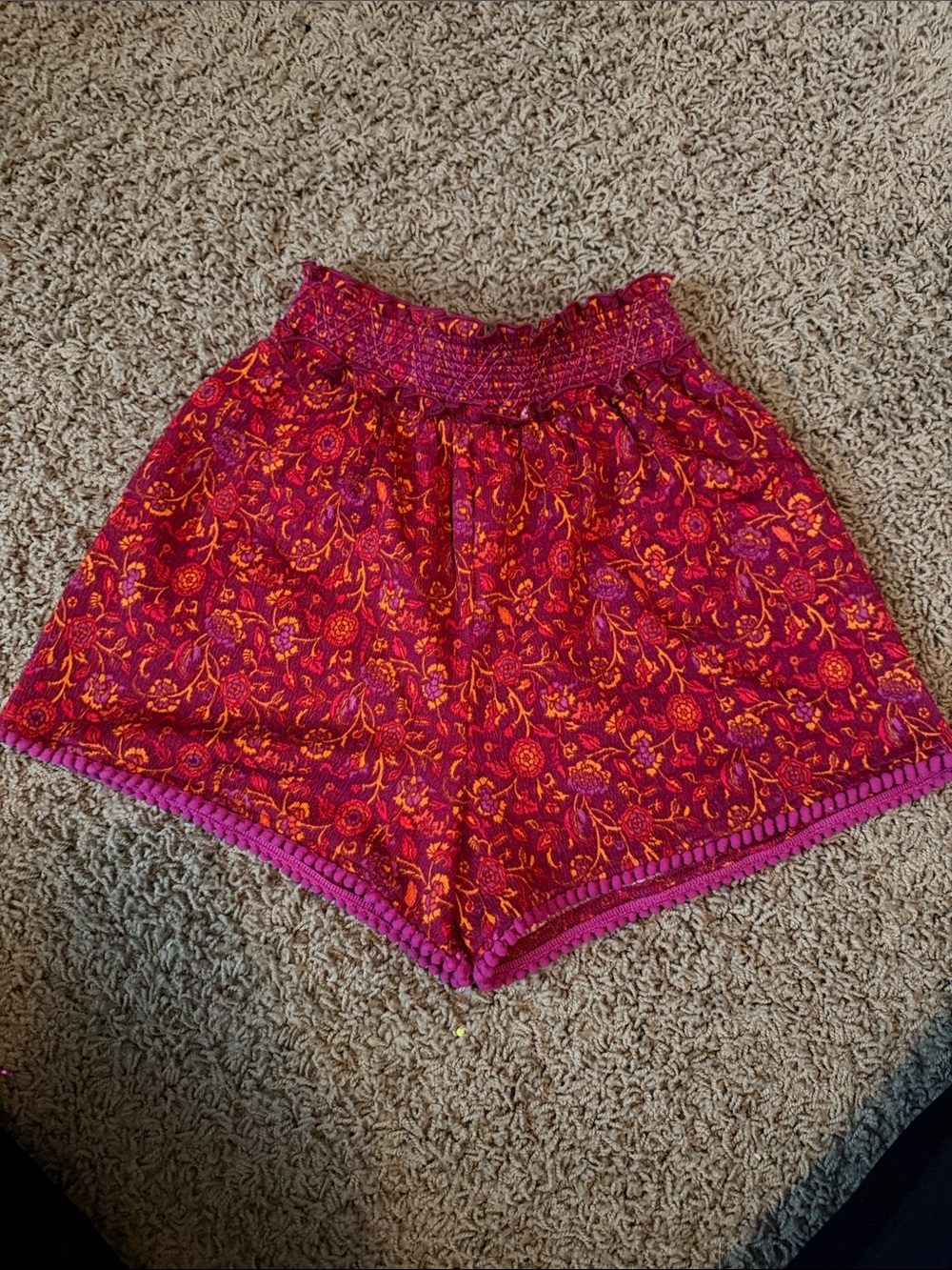 Matilda Jane Fuchsia Floral High-Waist Smocked Shorts